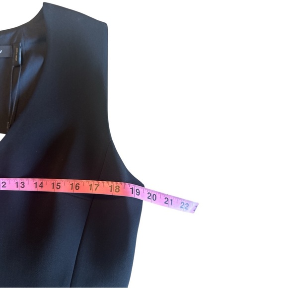 NWT Theory Black Crepe Scoop Flounce Dress Sleeveless Size 12 - Picture 13 of 16